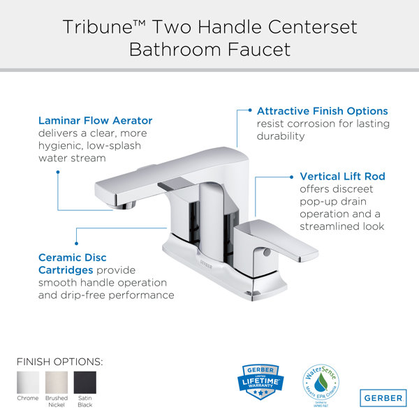 Gerber Tribune Two Handle Centerset Bathroom Faucet & Reviews Wayfair